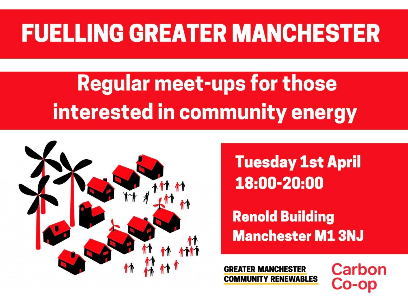 Poster showing houses and community energy 