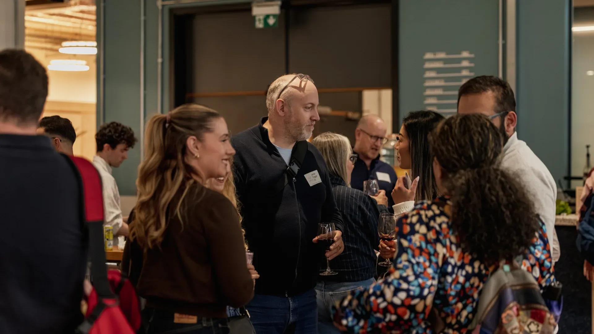 diverse group of people networking
