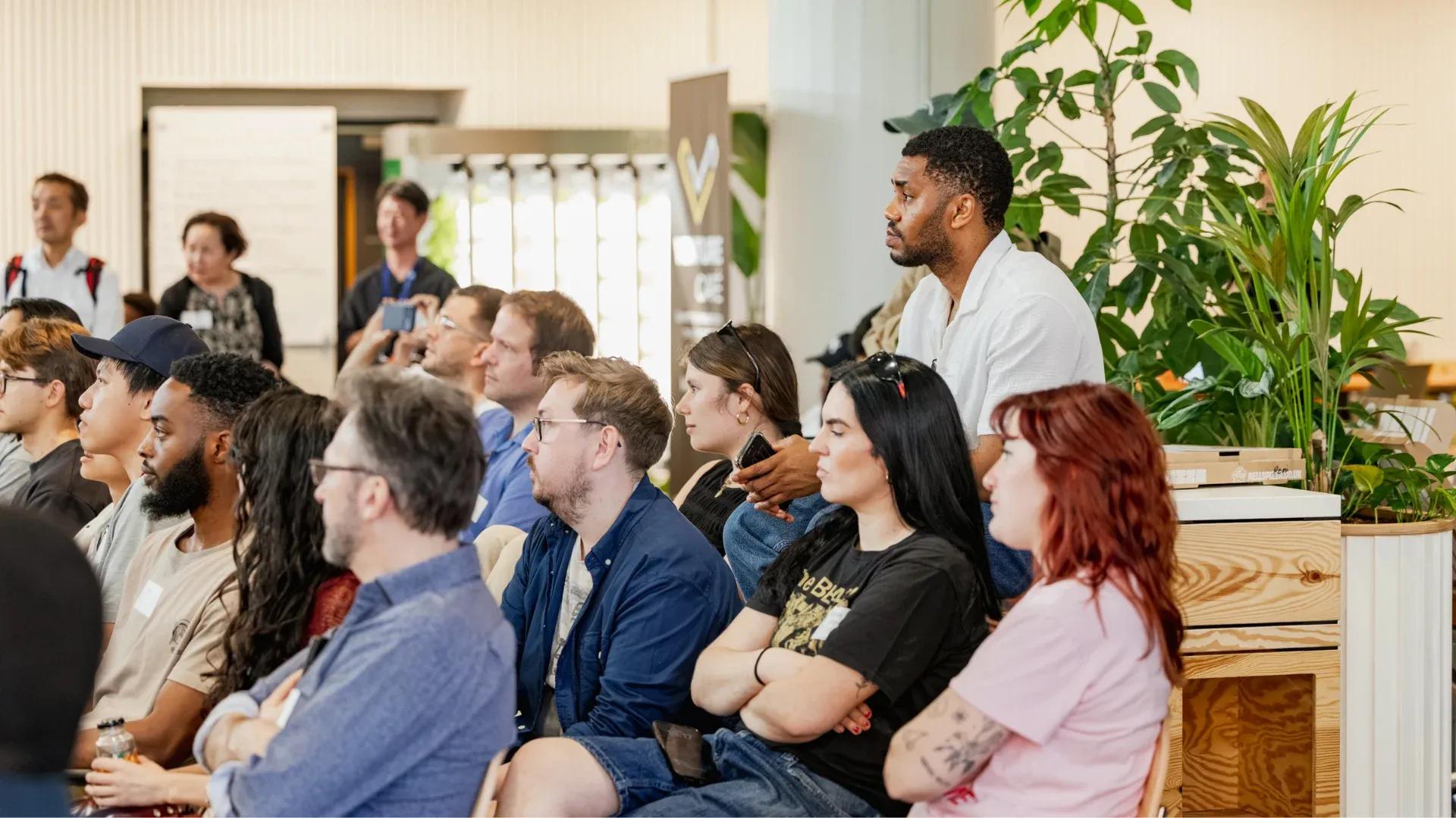 People looking interest at a corporate event