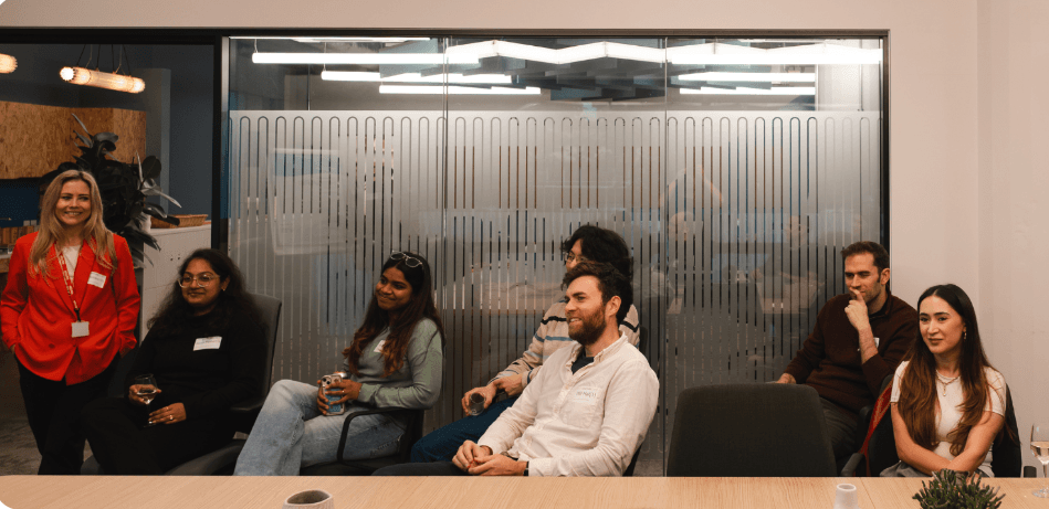 People gathering in a meeting room