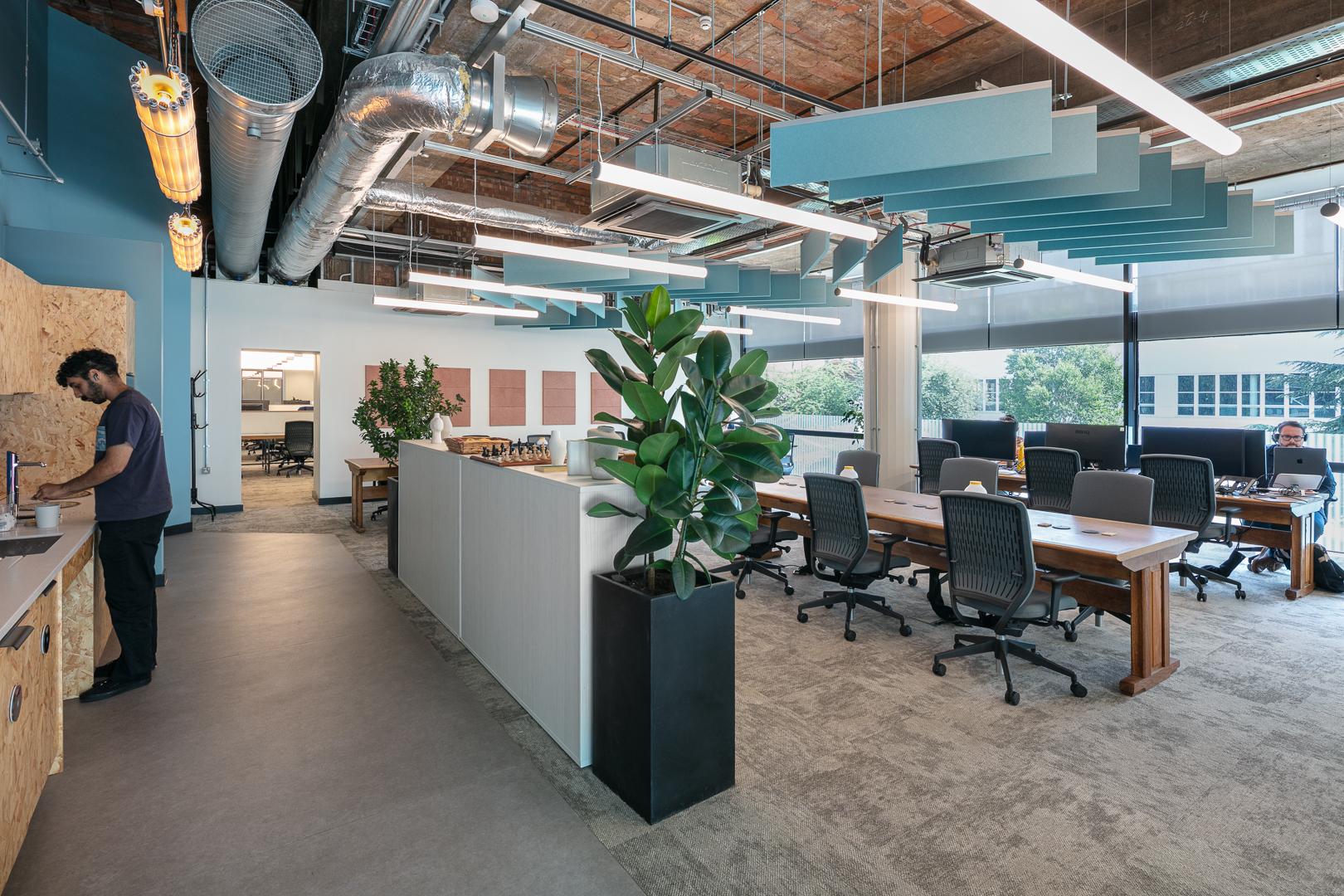 Renold coworking space and kitchen area