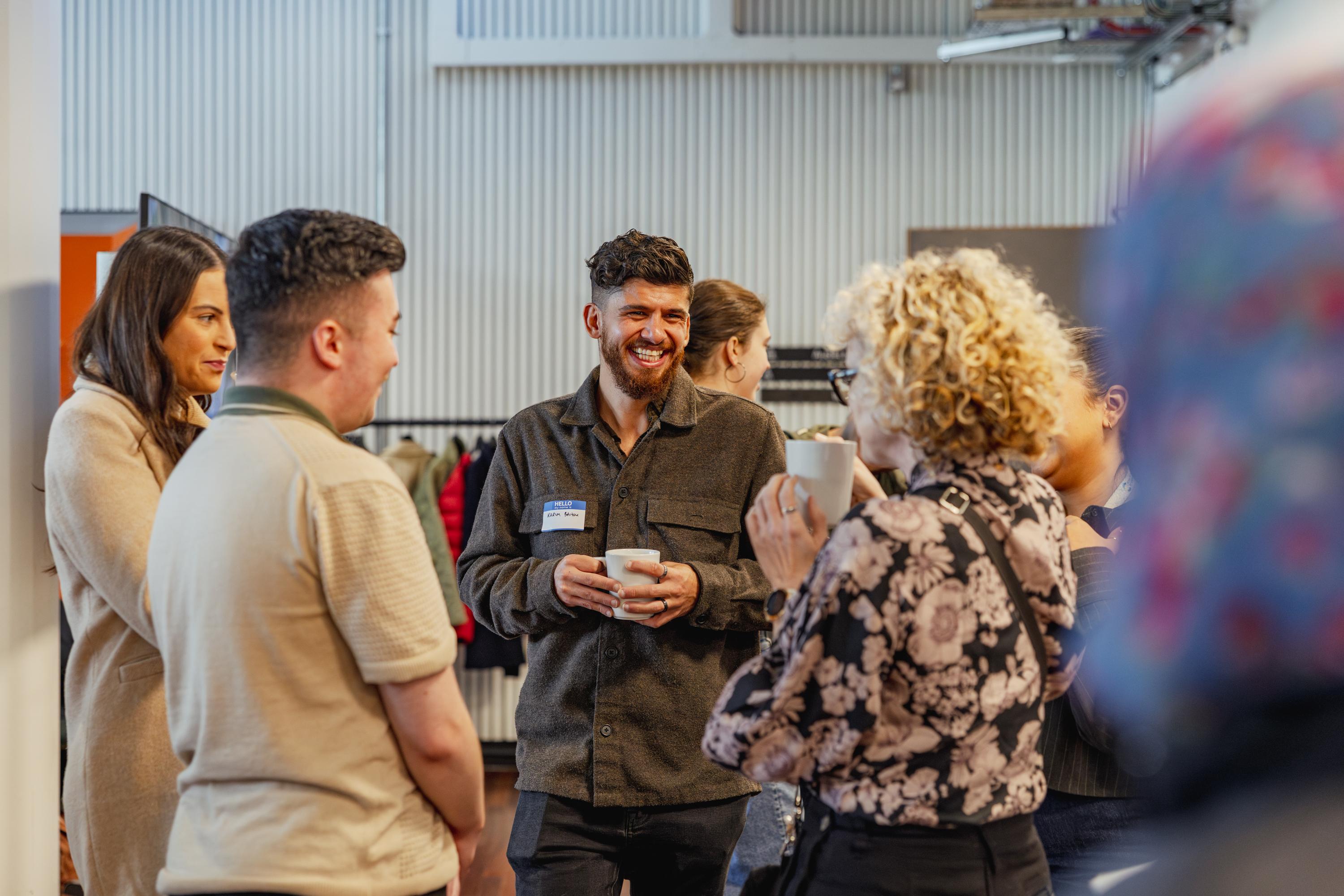 people networking and smiling 