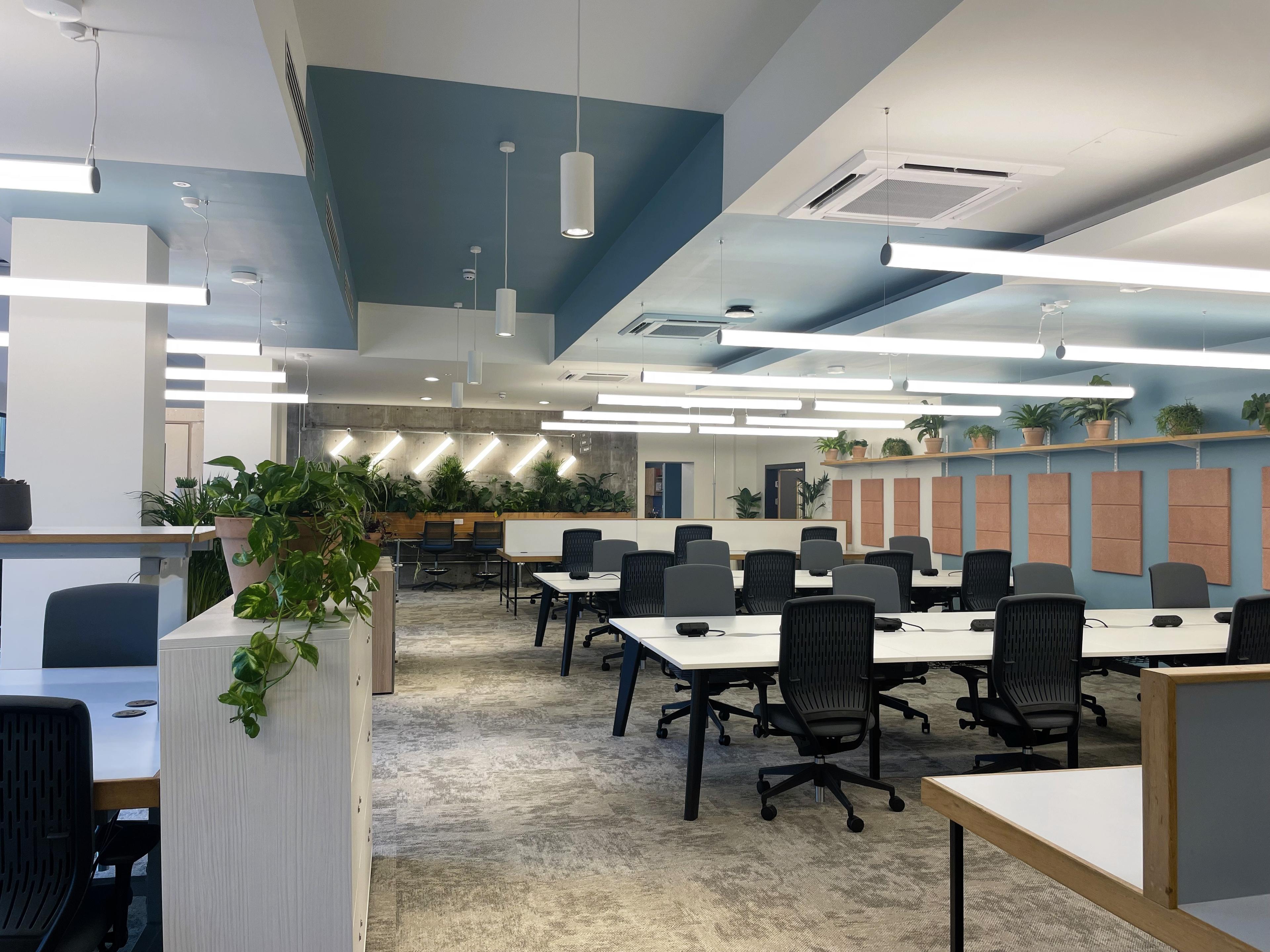 Desks in the coworking space
