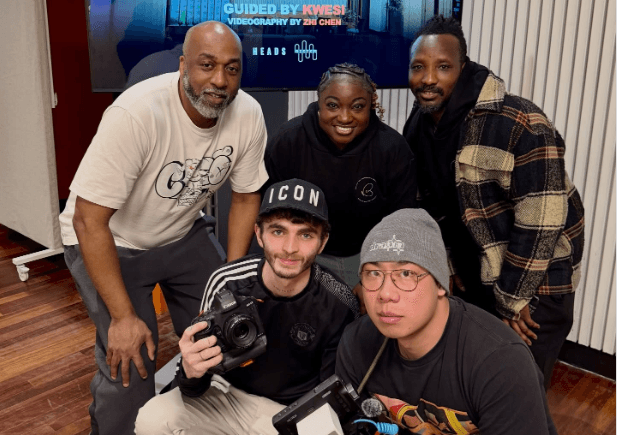 People crowded around